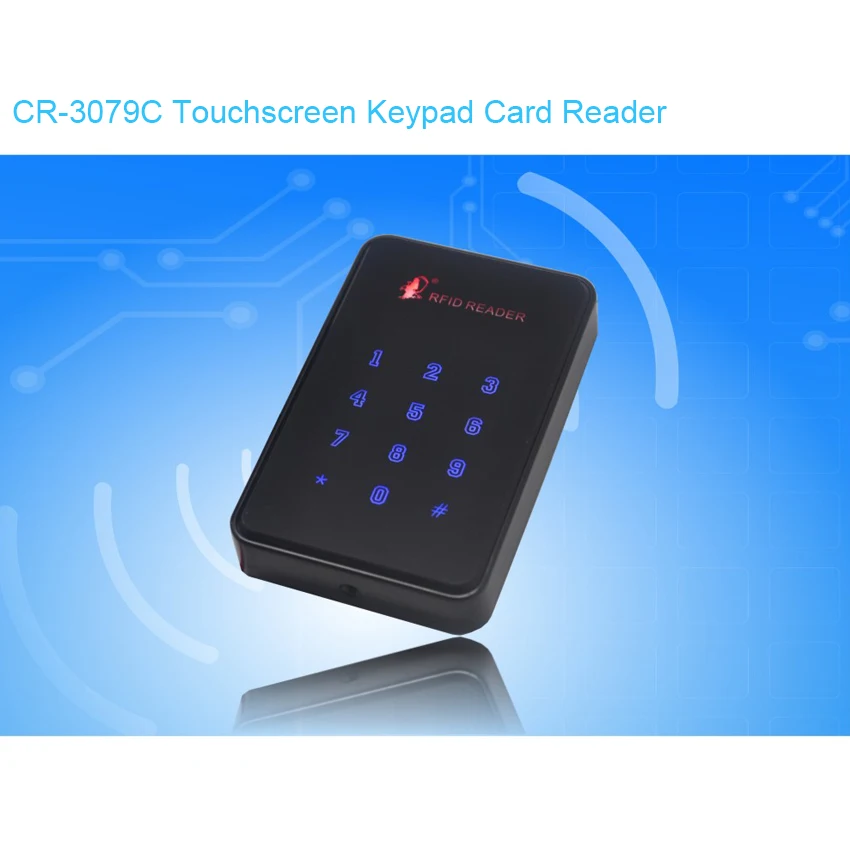 

CR-3079C Mifare1 Touchscreen Keypad Card Reader IC 13.56MHz Private Mold, Touchscreen Design, Back Blue Light Design For Working