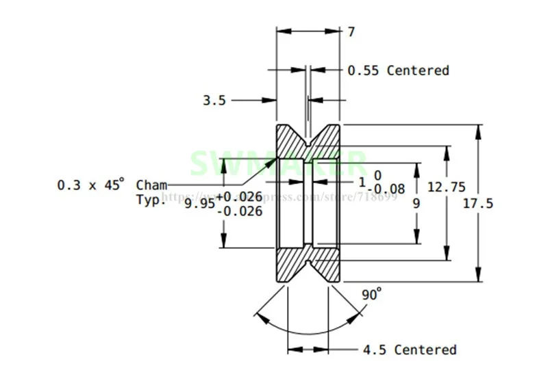 SWMAKER 1 шт. OX CNC 3 мм отверстие колеса Гладкий двойной подшипник V образное колесо