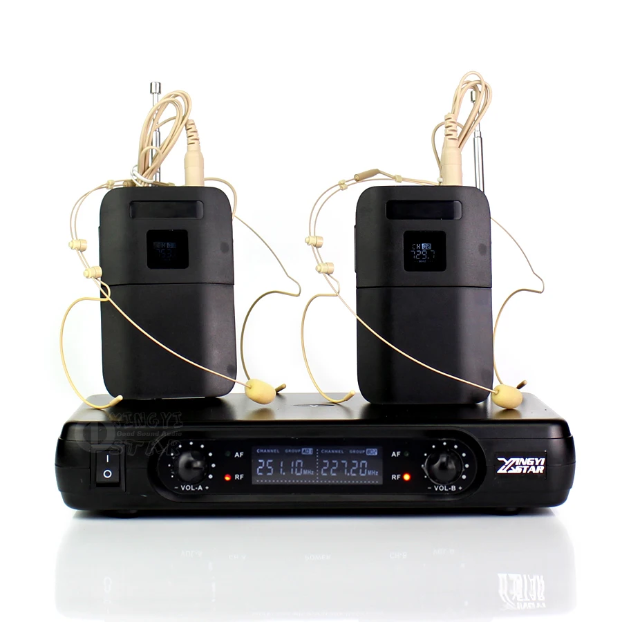 المهنية VHF اللاسلكية سماعة رأس مع ميكروفون اللاسلكي Mic مايك 2 قنوات LCD استقبال BLX1 Beltpack الارسال نظام الكاريوكي