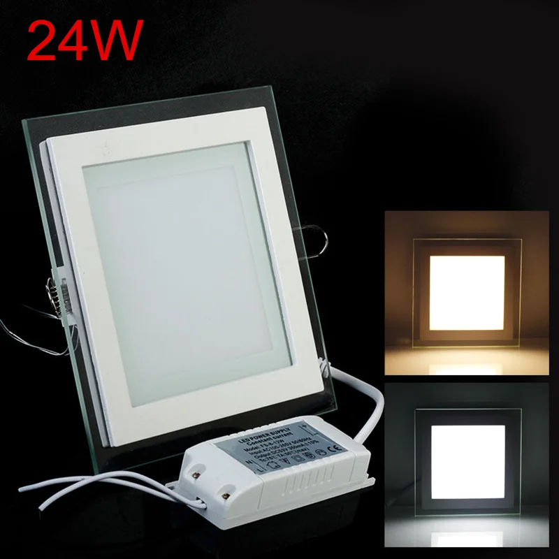 

Super Bright 6W/9W/12W/18W/24W Glasses Led Square Panel Recessed Wall Ceiling Downlight AC85-265V Dimmable Indoor Light