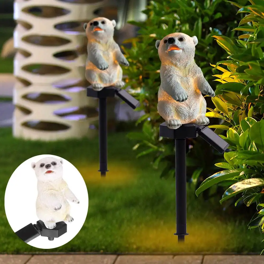 

2/4PCS Solar Lawn Lamps Polar Bear Landscape Lights Garden Lighting Waterproof Outdoor Solar Lights for Garden Yard Warm White