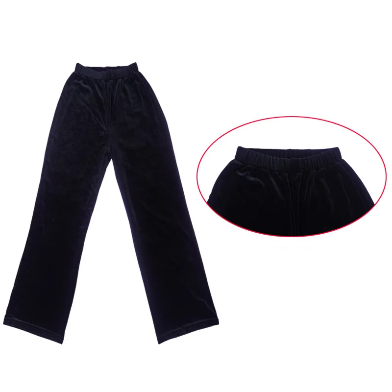 WENDYWU Professional Men and Boys Latin Dance Pants Black Ballroom Salsa Competition Practice Trousers