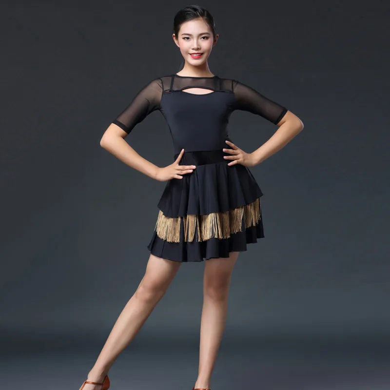 2019 black latin dance dress for women salsa samba tango dress black