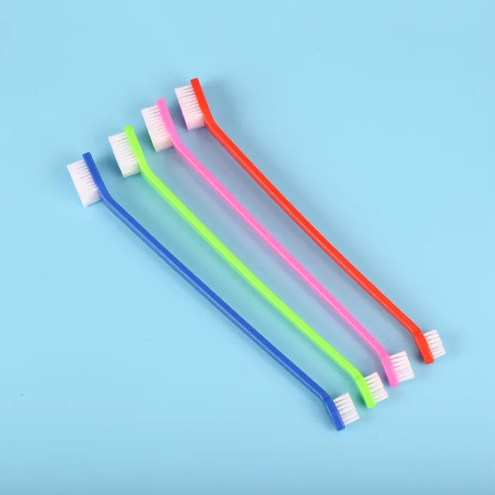 10 шт./лот долго зубная щетка две стороны головка щетки для домашних животных чистить зубной щетки DCO-A024 - Цвет: random color