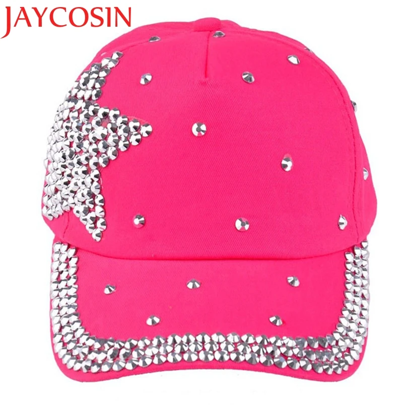 

JAYCOSIN 5 Colors Fashion Children Kids Baseball Cap Rhinestone Star Shaped Boy Girls Snapback Hat Summer