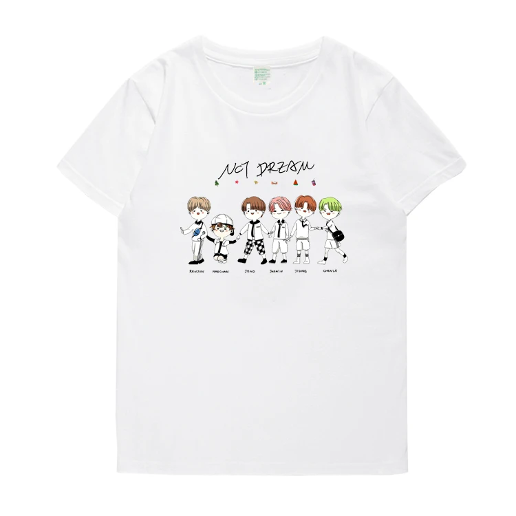 

New arrival kpop nct dream album we boom all member cartoon images printing t shirt summer unisex short sleeve t-shirt