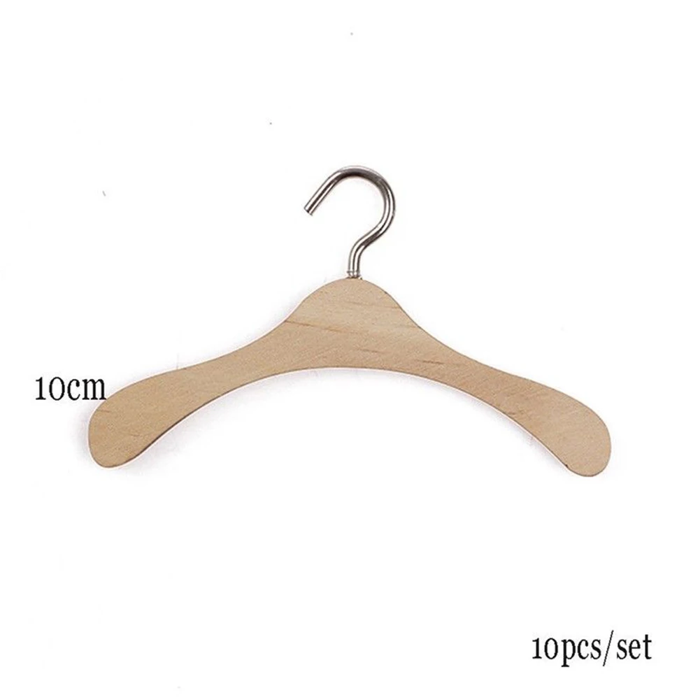 10pcs Practical Storage Rack Odorless Durable Wood Hanger Non-Slip Doll Accessory Doll Cloth Environmental