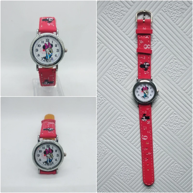 Модные студенческие часы для детей девочек кожаные цифровые часы для детей мальчиков подарок на день рождения Детские часы кварцевые наручные часы - Цвет: Красный