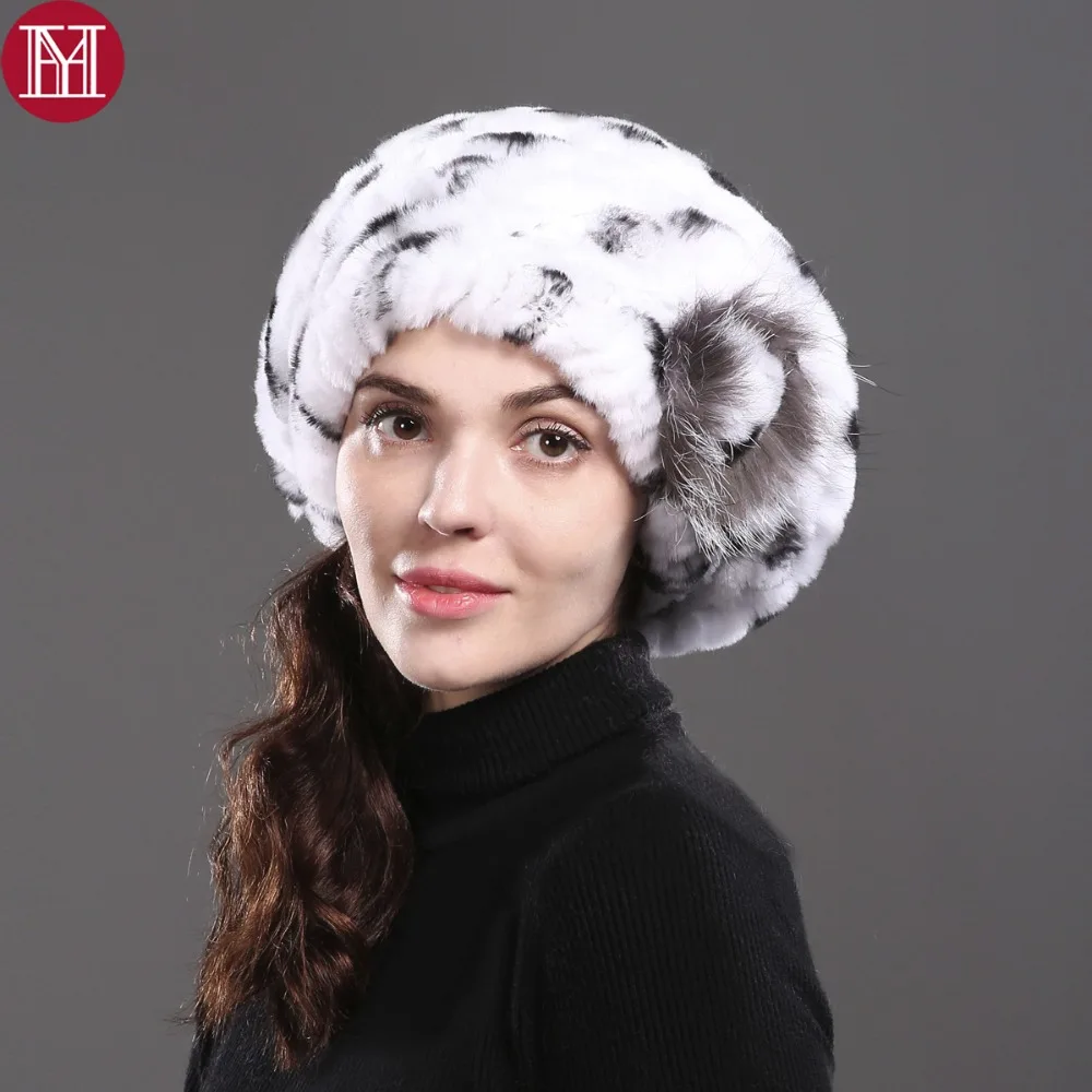 Новый стиль Хорошие эластичные вязаные с мехом кролика берет помпоном Для женщин