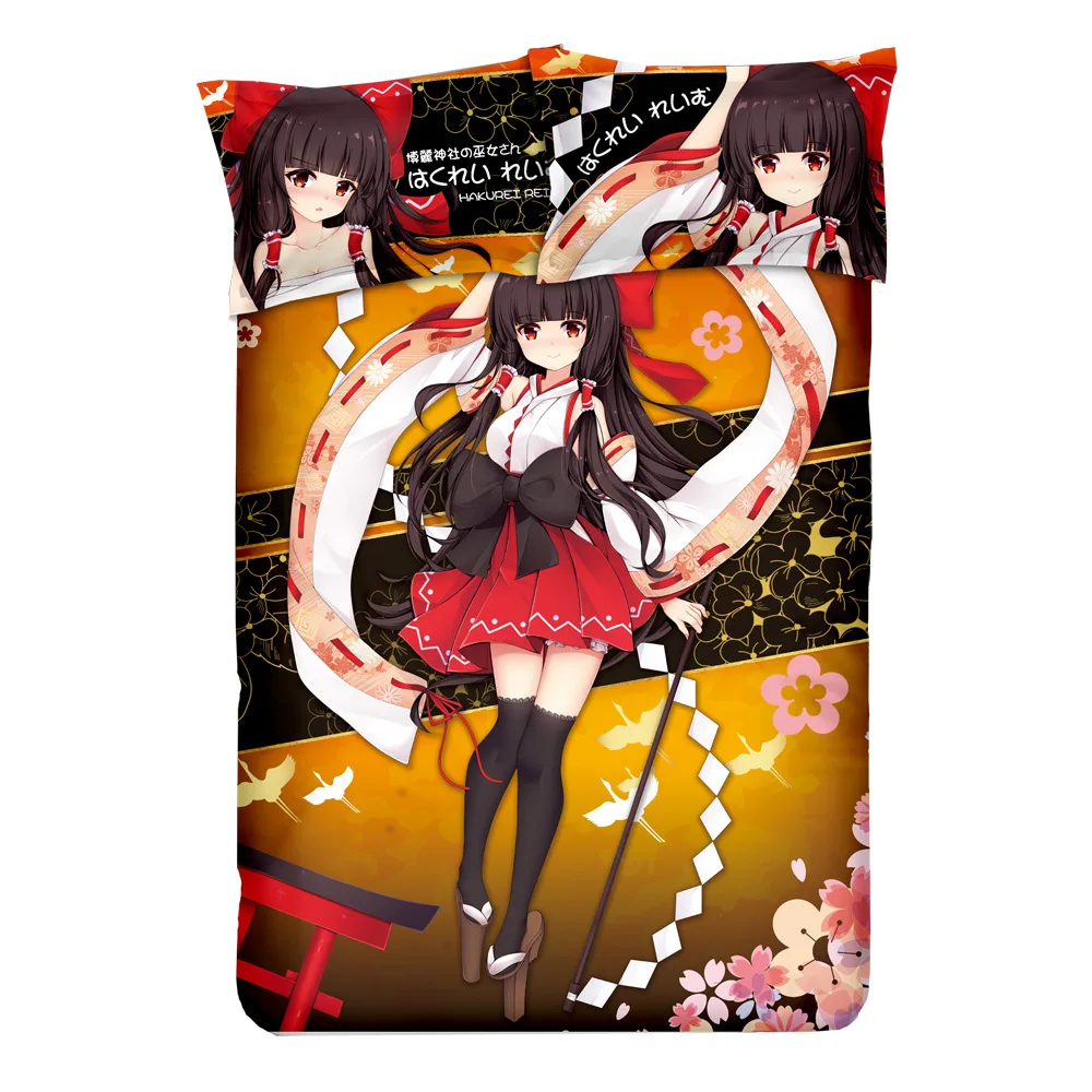 Постельное белье Hakurei Reimu с 3D рисунком из мультфильма Комплект постельного белья