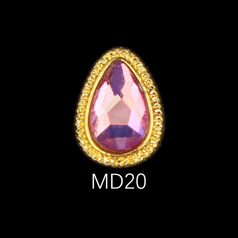 Korean Style 8X11mm 30pcs water drop crystal Metal frame glass Nail Rhinestones Strass 3d Nails Art DIY Decorations - Цвет: MD20
