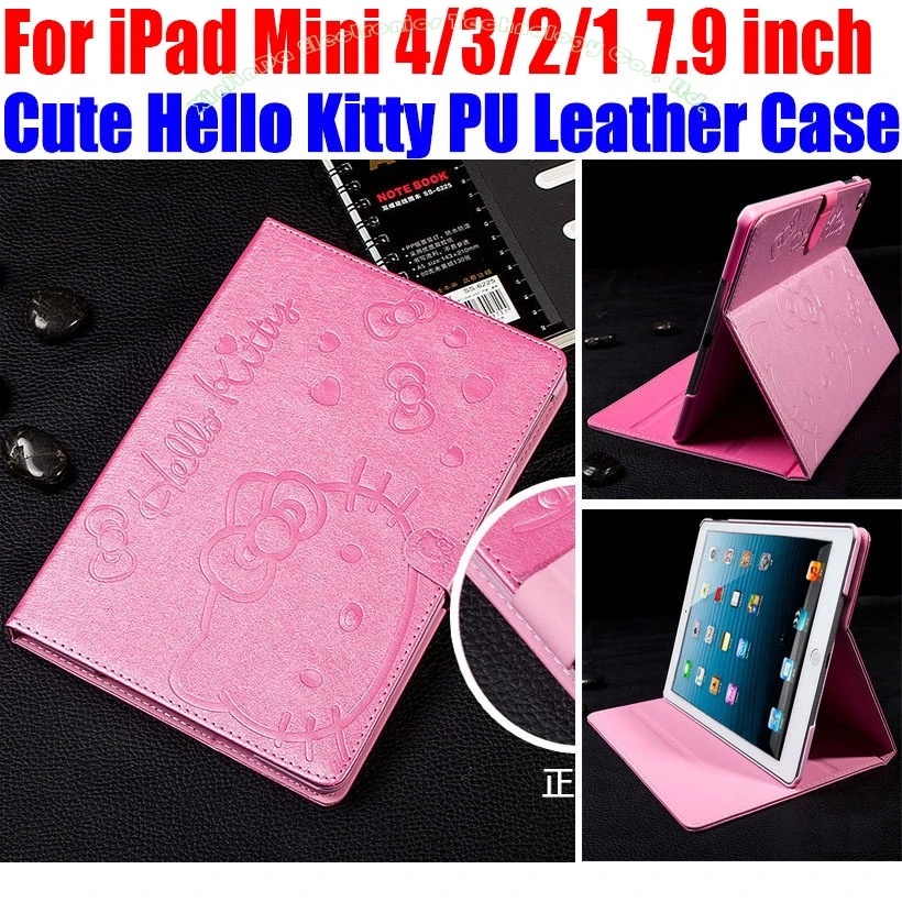 Милый рисунок «Hello Kitty» искусственная кожа Стенд Обложка Smart Case для IPad Mini 4 3 2 1 7,9 дюймов IM415