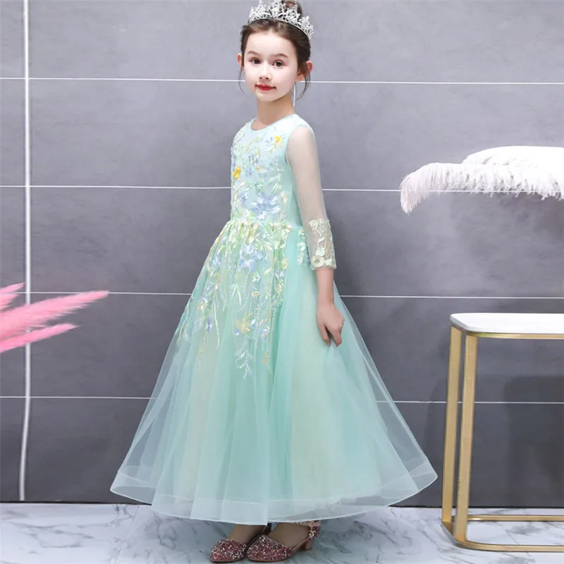 Летние New3~ 14Yrs, детская одежда для девочек элегантная одежда для празднования дня рождения, платье Костюмы модельный показ Пышное Платье на выход, легкая юбка платье