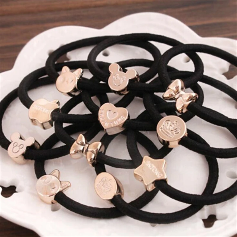 

20PCS Women Elastic Hair Rubber Band Cat Star Crown Bowknot Black Hair Rope Ponytail Holder Girl Hair Accessories hair Ties Gum