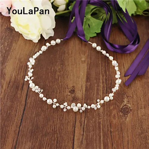 Purple ribbon YouLaPan SH03 серебряные со стразами Свадебные ремни ручной работы тонкие ремни для платья жемчужные свадебные пояса для свадебных аксессуаров - Цвет: Purple ribbon