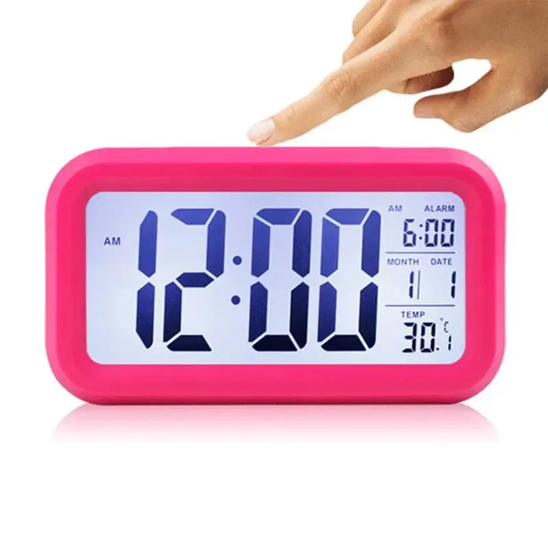 Home Smart Temperature Mute Backlight Electronic Digital Alarm Clock LED Snooze Table Clock Wake Up Alarm Clock Home Decor