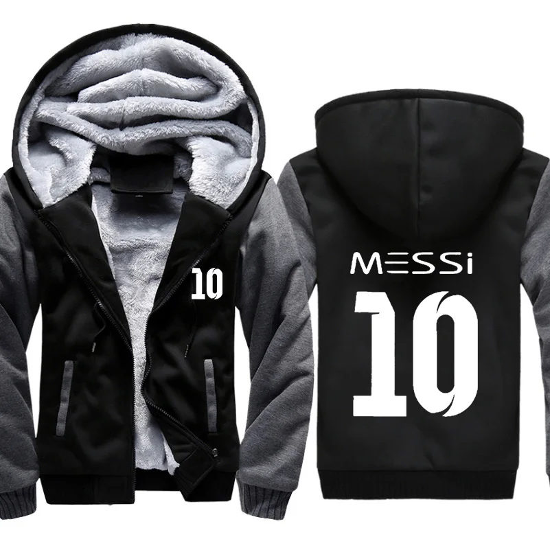 Мужская толстовка Messi 10 с принтом толстовки мужские s Зимние флисовые теплые утепленные куртки спортивные костюмы хип хоп Harajuku больших размеров с капюшоном Мужские