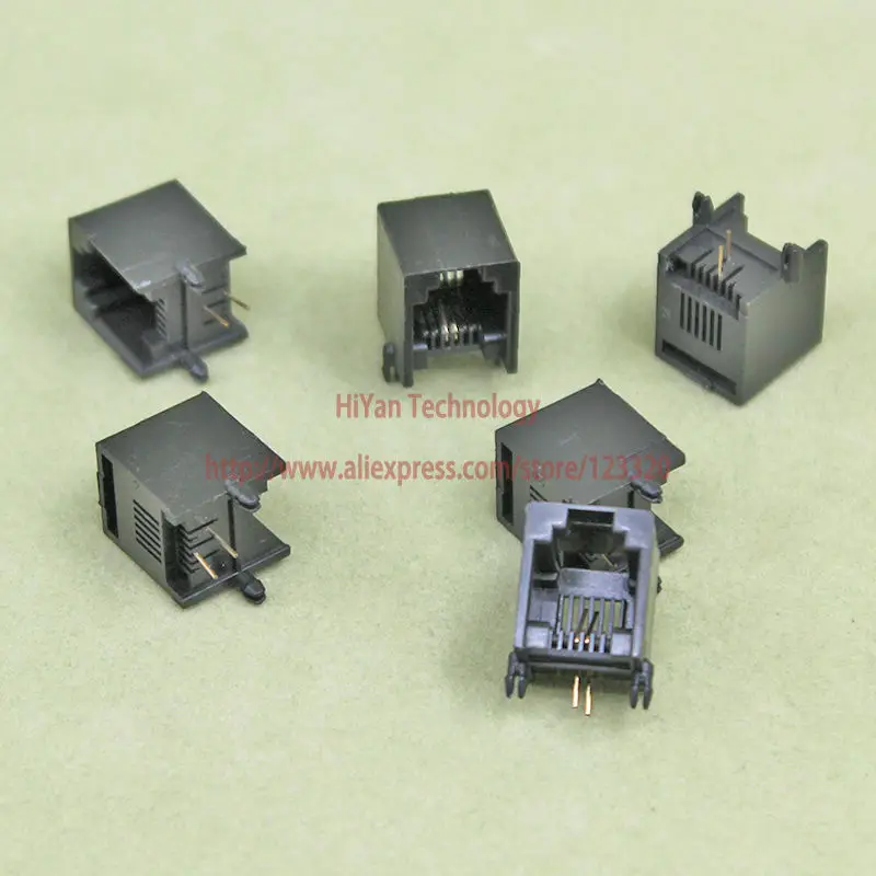 (100 шт./лот) RJ11 6P2C черный модульный разъем сети телефонная розетка 2 Pin 90 градусов иглой сварные Тип