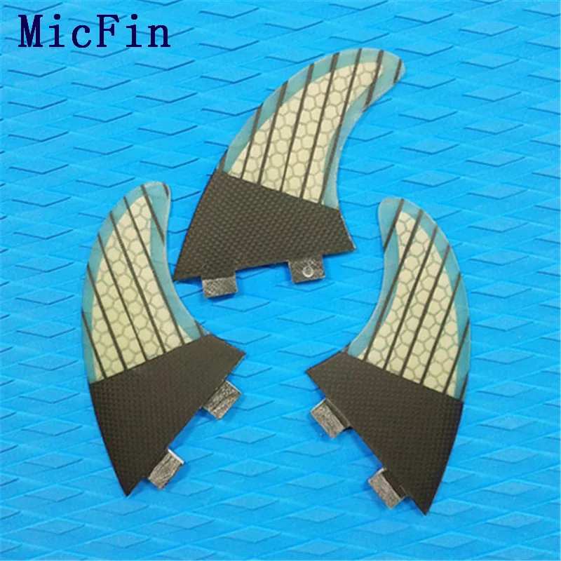 Прозрачный Micfin FCS G5 Fin Surf стекловолокна сотовой углеродного плавники Quilhas 3 шт./компл. Средний размер pranchas де серфинга fcs серфинг ласты - Цвет: Прозрачный