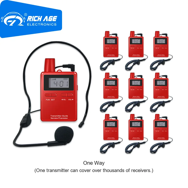 Rich Age RC2401 Цифровая Беспроводная портативная система путеводства 1 передатчик и