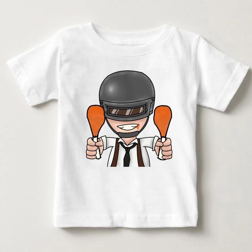 Игровые футболки playerunknowns battlegrounds pubg, Детская футболка с изображением победителя, победителя, курицы, ужина, модные видеоигры, футболки для мальчиков MJ - Цвет: White childreT-shirt