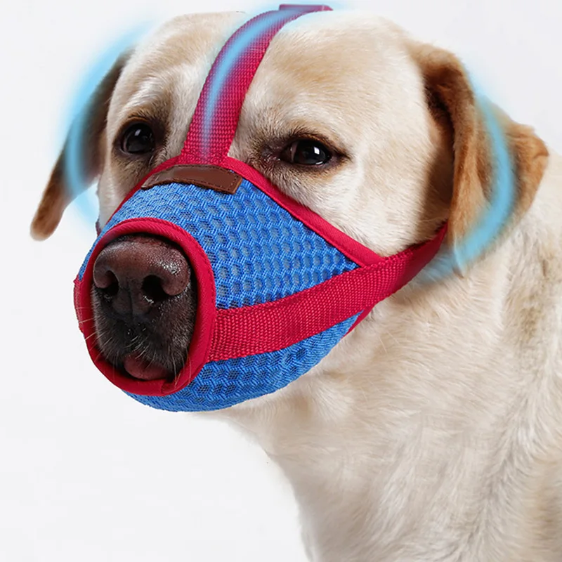 Hot Polyester Dog Muzzle Anti-Biting Barking Secure Fit Dog Muzzle Mesh Breathable Dogs Mouth Cover FQ-ing