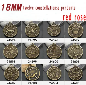 

Fashion jewelry accessories alloy twelve constellations round brand - full set 240pcs/pack free shipping