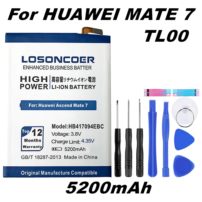 

5200mAh HB417094EBC Battery for Huawei Ascend Mate 7 Battery Mate7 MT7 TL00 TL10 UL00 CL00 Mobile Phone Battery