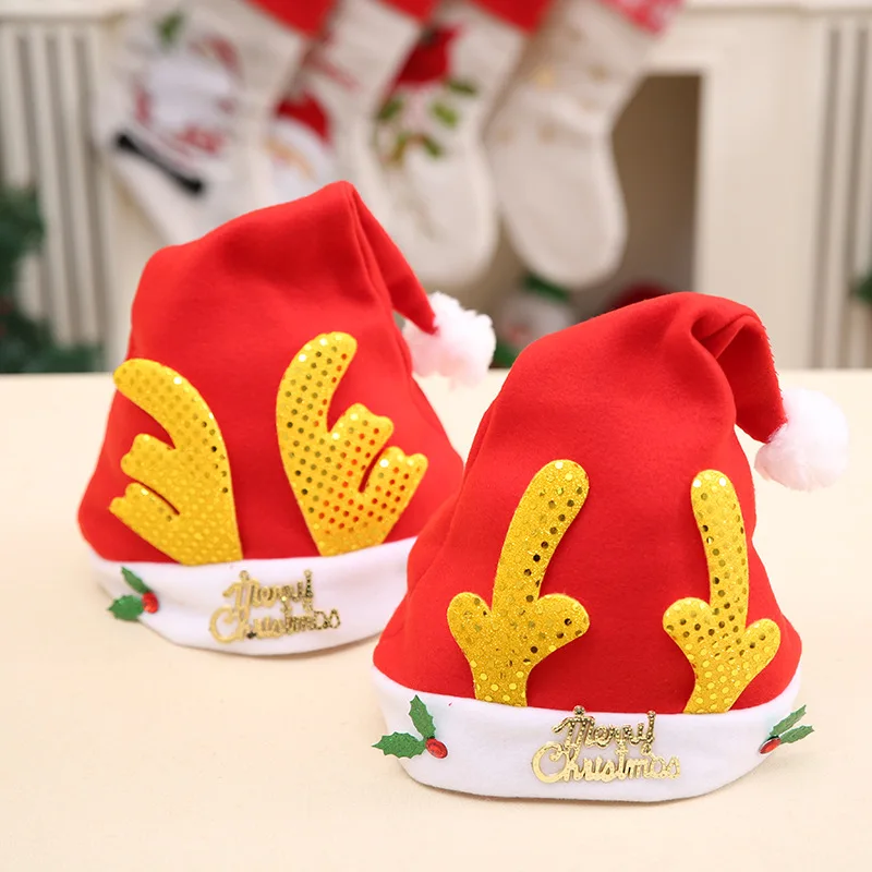 Шляпа оленьи рога Санта-Клауса, рождественские украшения для детей и взрослых, Классическая Рождественская шляпа, товары для праздников и вечеринок, аксессуары Санта-Клауса