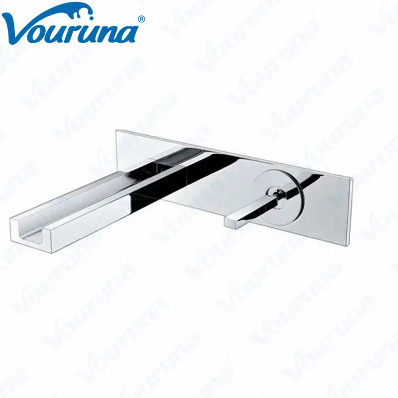 Vouruna Square Style Waterfall Basin Faucet Wall Mounted Bathroom Sink Mixer Tap Vessel Spout Set Chrome | Обустройство дома