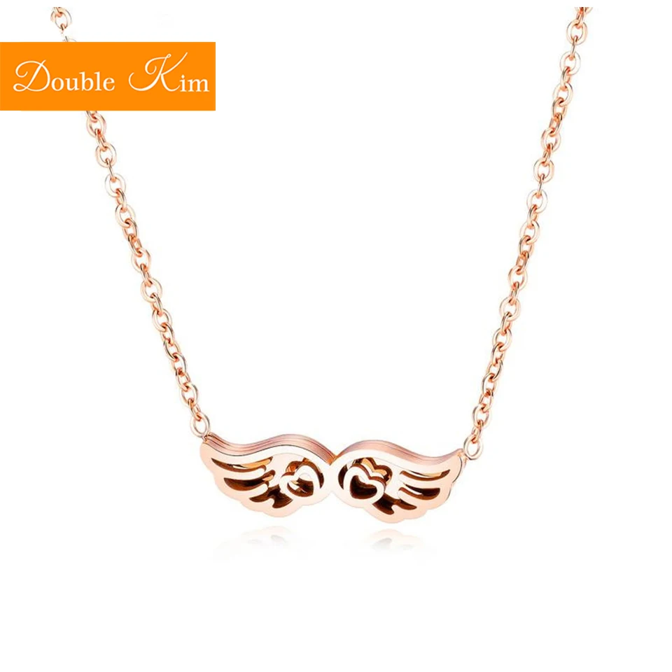 

The Wings Of An Angel Pendant Necklace Titanium Stainless Steel Material Chain Necklace Fashion Trendy Women Jewelry