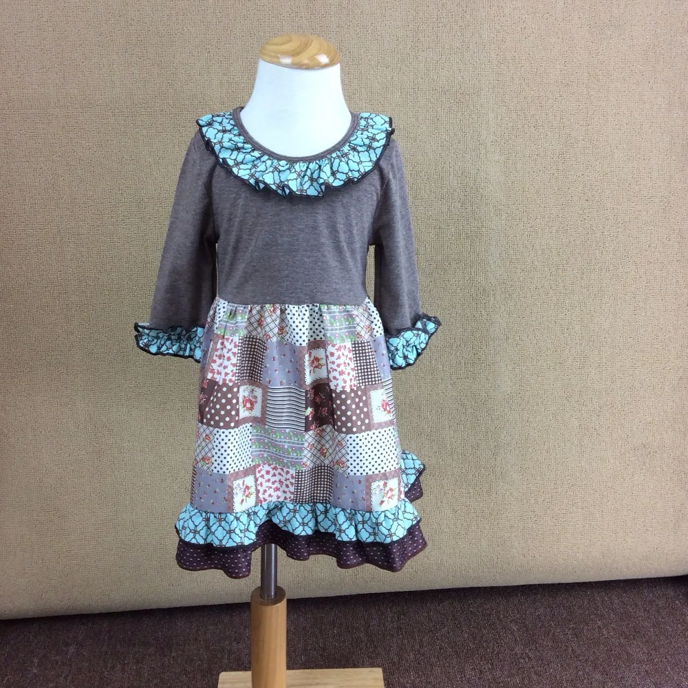 New 100 cotton fabric cot girl frock design Summer Children middle