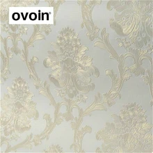 Роскошная золотисто-белая Дамасская 3d стереоскопическая рельефная настенная бумага, Нетканая настенная бумага в рулоне для спальни, гостиной, настенное покрытие, сине-голубой цвет