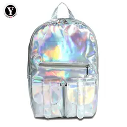 Yirenfang Для женщин рюкзак модная коллекция 2016 года mochila Серебро Голограмма лазерная Для женщин рюкзак для девочек Дорожная школьные сумки для