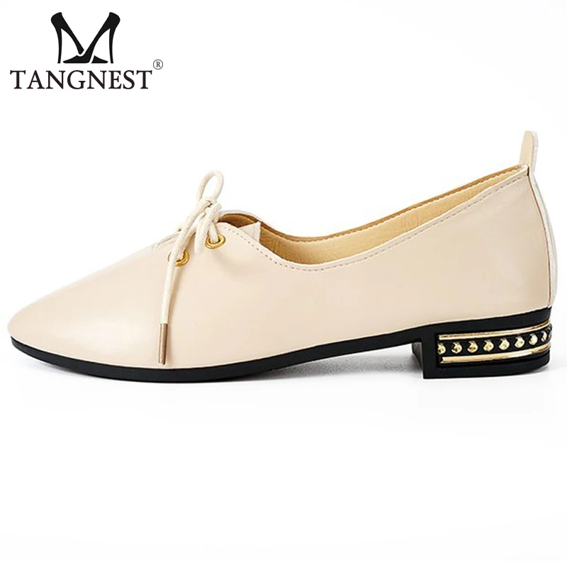 

Tangnest 2019 New Spring Low Heels Women Shallow Oxfords Lace-Up Solid Pointed Toe Cross-Tied Pumps Ladies Casual Shoes XWD7363