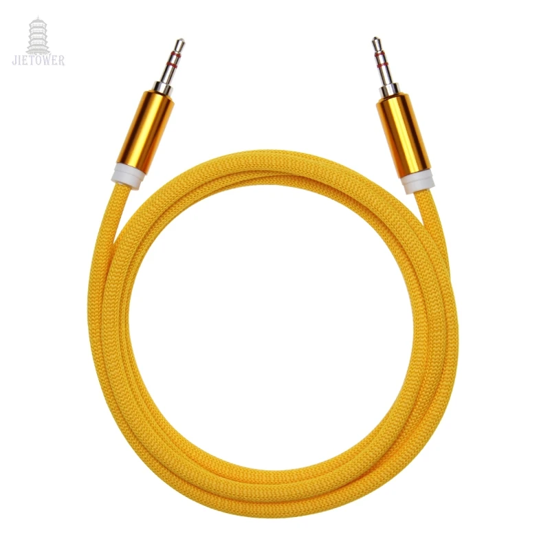 100pcs 3 5mm Audio Cable cloth Fabric Braid 3 5 jack to jack aux cord 1 5m Headphone Speaker AUX Cable for iphone Car MP3 good
