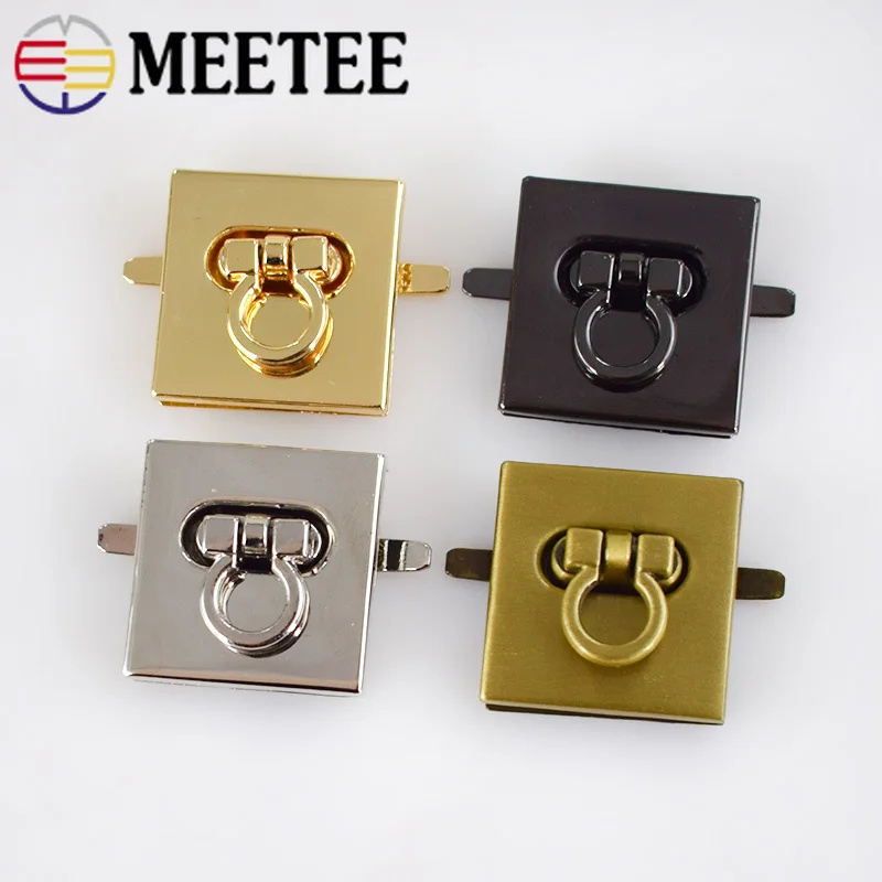 

Meetee 2Set/Lot Square Turn Lock Snap for Handbag Twist Lock Metal Bag Locks Clasps Closure DIY Hardware Accessories KY854