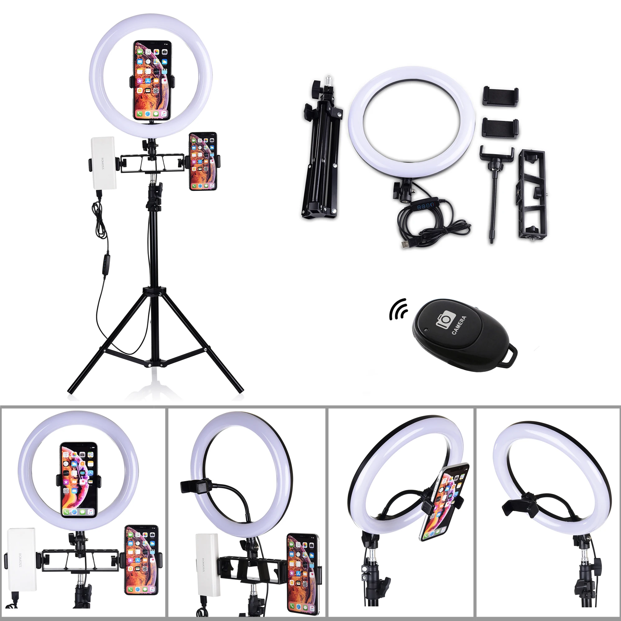 

Photography Dimmable LED Ring Light Annular Lamp Bi-color Photo Studio Camera Ring Lamps for Video YouTube Makeup Selfie