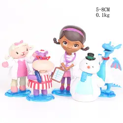 5 шт./компл. Doc McStuffins Toy больница Doc девушка Lambie ягненка душно Дракон Chilly Снеговик Hallie Hippo рисунок набор детей игрушки подарки