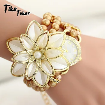 

Tike Toker,Ladies Brithday Gift Watches Fashion Women Students Beautiful Fashion Brand New Pearl Quartz Bracelet Watch Popular 8
