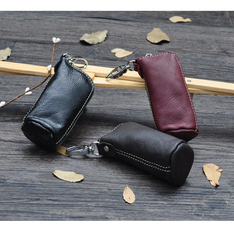

Key Pack for Men Women Head Layer Buffalo Leather Large Capacity Cylindrical Water Bucket