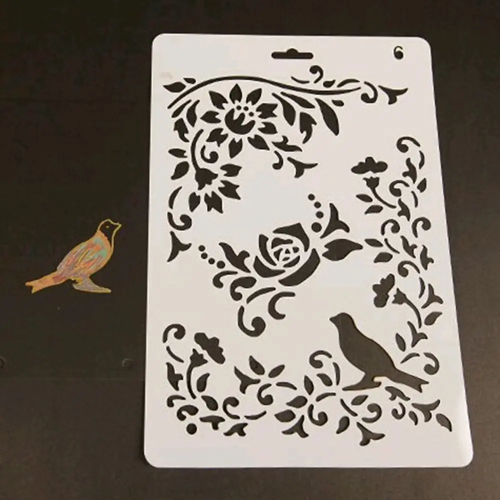 

Bird and Rose Style DIY Hollow Flower Drawing Manual Painting Board Template Stencil Icon Tool Hot