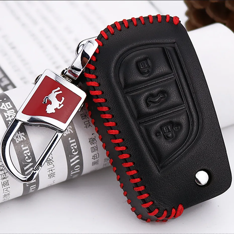 Кожаный чехол для автомобильного ключа Toyota Yaris Reiz Carola Rav4 брелок аксессуары