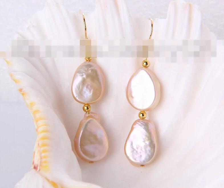 

hot sell new - 1228 pink baroque freshwater pearl dangle earrings