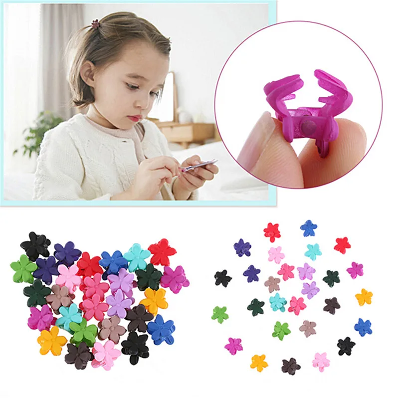 

30PCS Random Color Cute Children Girls Hairpins Small Flowers Gripper 4 Claws Plastic Hair Clip Clamp Barrettes Hair Accessories