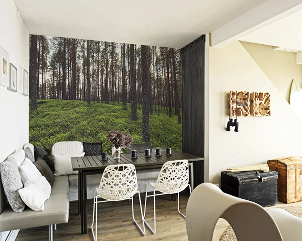 自然の壁紙 ディープグリーン森 リビングルームのための写真フレスコ背景pvc Papelデparede Landscape Wallpaper Papel De Paredepvc Papel De Parede Aliexpress