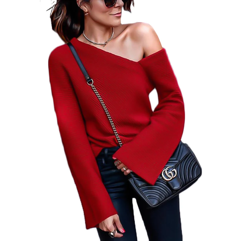 

2019 New Sweater Women Winter Long Sleeved Strapless Blouse Blusas De Inverno Feminina Gilet Femme Manche Longue Pullover Women
