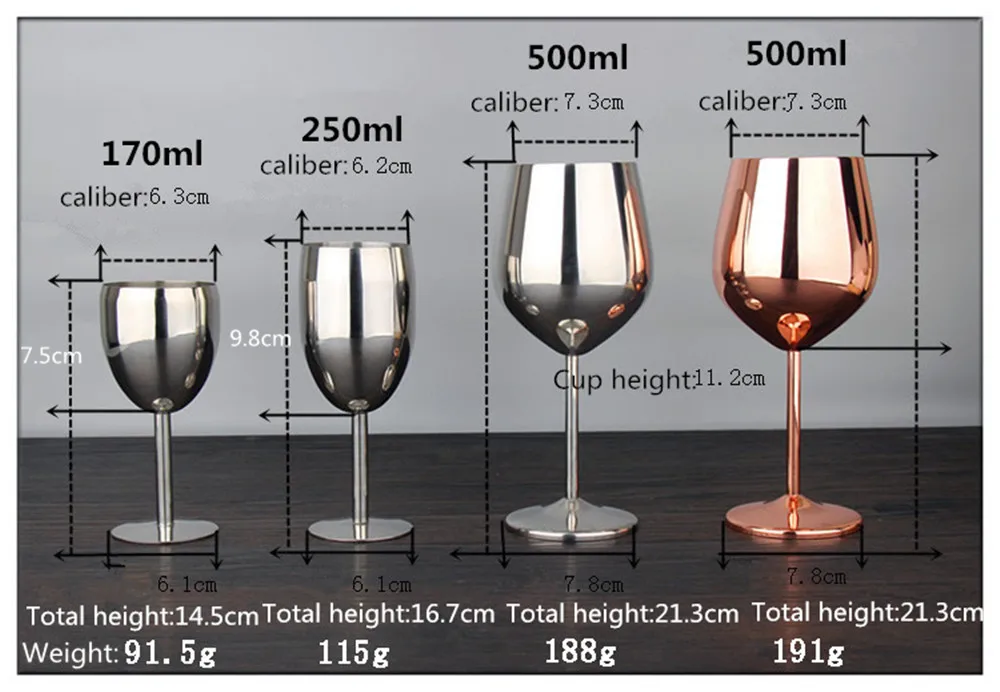 WOWCC бокал для вина из нержавеющей стали, бокалы для сока, напитков, шампанского, бокалы для коктейлей, бокалы для виски, вечерние бокалы для бара, кухонные инструменты