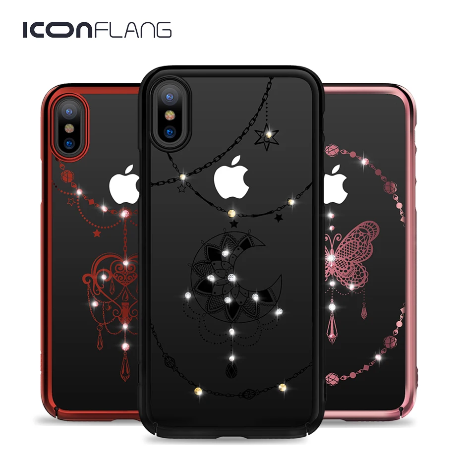 Для iPhone X 10 роскошный кейс Стразы Кристалл Алмаз прозрачное прочное покрытие для