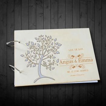 

Wedding Tree with Customized Name and Date Rustic Wedding Signature Guestbook Engagement Guest Book Custom Photo Album for Lover